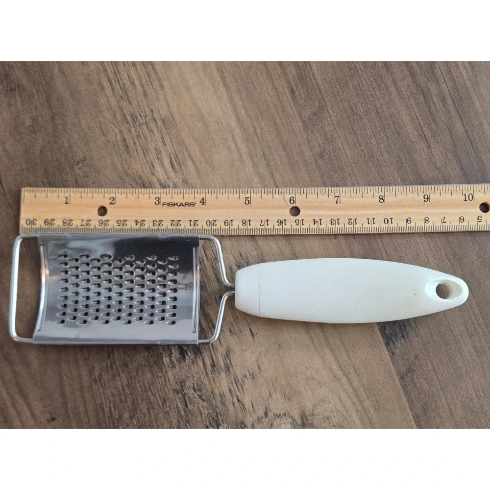Vintage PYREX Accessories Handheld Cheese Grater Stainless Steel White Handle